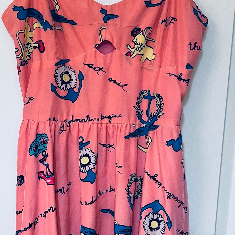 Nanette Lepore Pink Dress with Blue and Yellow Patterns